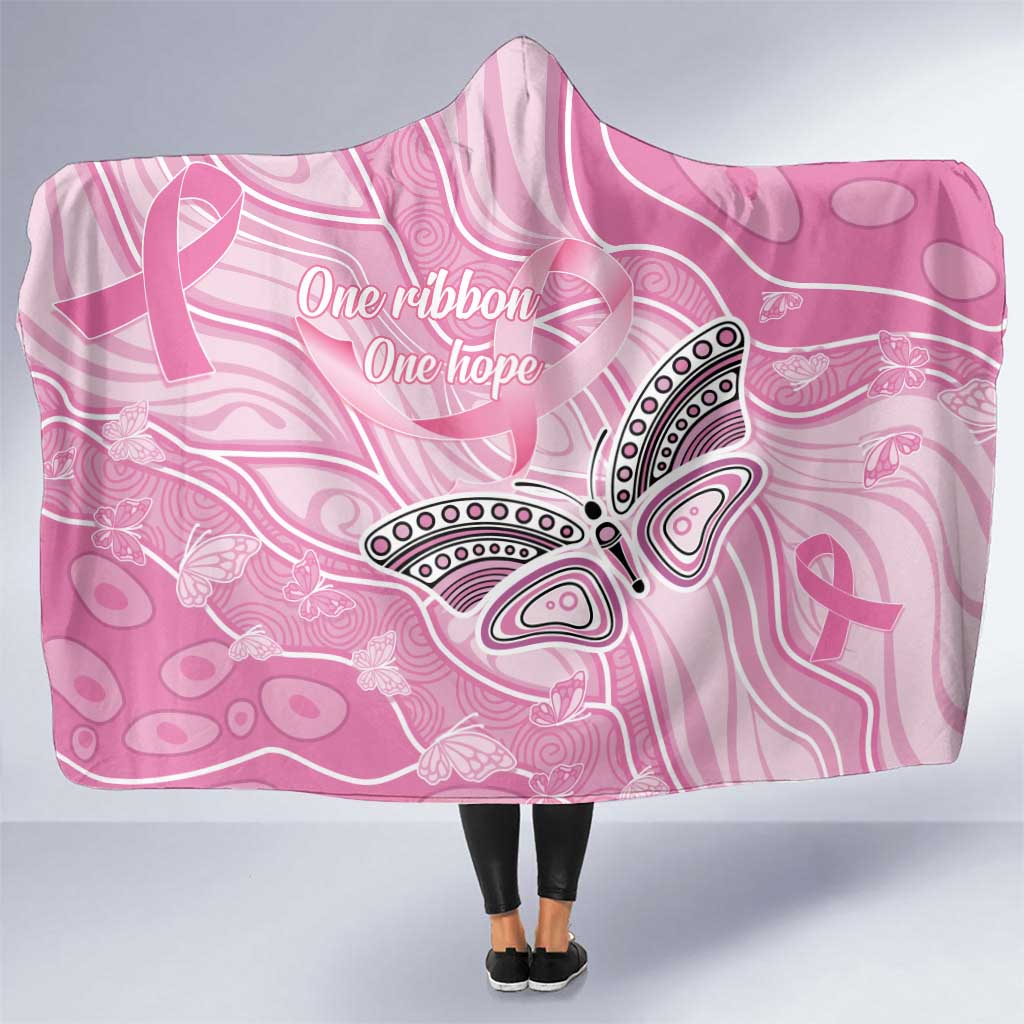 Australia Breast Cancer Awareness Hooded Blanket Butterfly Pink Ribbon Aboriginal Art