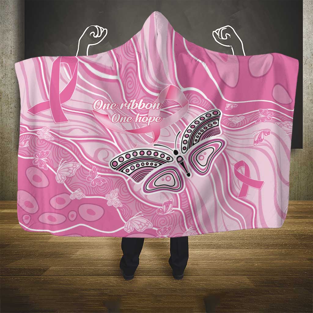 Australia Breast Cancer Awareness Hooded Blanket Butterfly Pink Ribbon Aboriginal Art