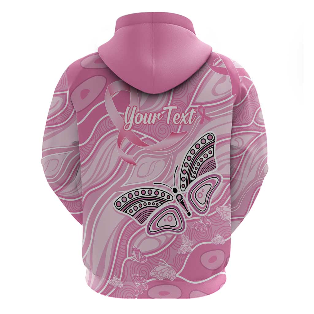 Australia Breast Cancer Awareness Personalised Hoodie Butterfly Pink Ribbon Aboriginal Art