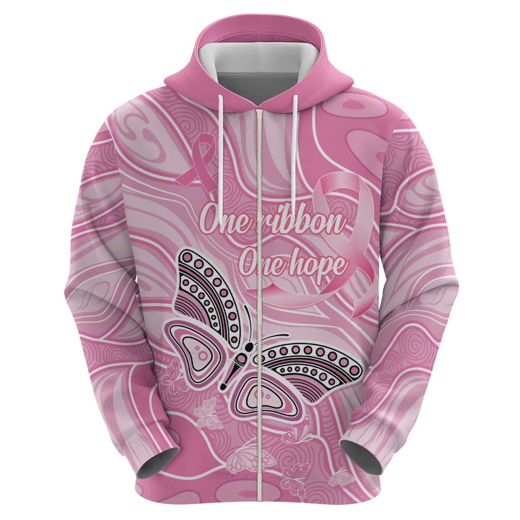 Australia Breast Cancer Awareness Personalised Hoodie Butterfly Pink Ribbon Aboriginal Art
