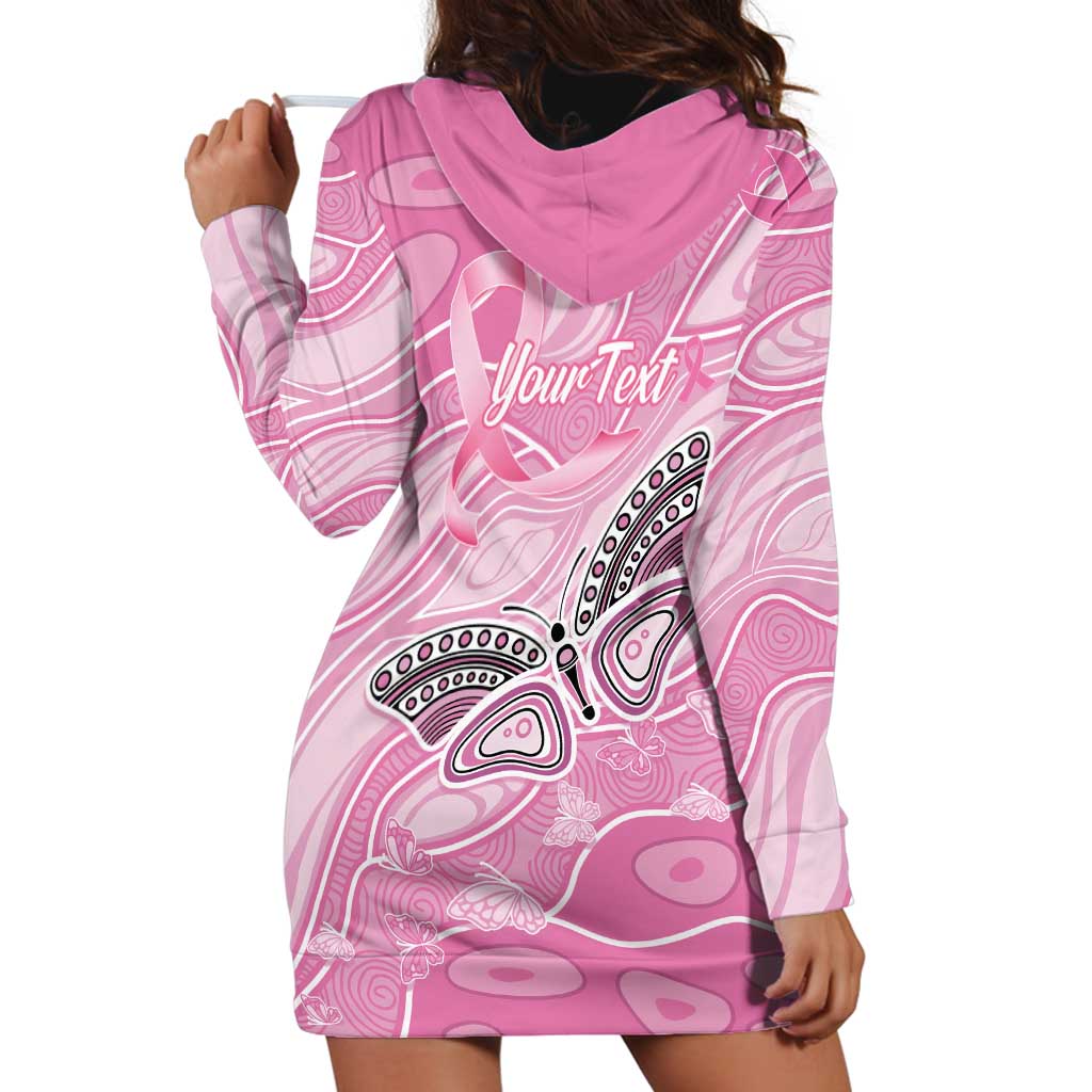 Australia Breast Cancer Awareness Personalised Hoodie Dress Butterfly Pink Ribbon Aboriginal Art