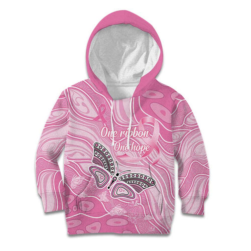 Australia Breast Cancer Awareness Personalised Kid Hoodie Butterfly Pink Ribbon Aboriginal Art