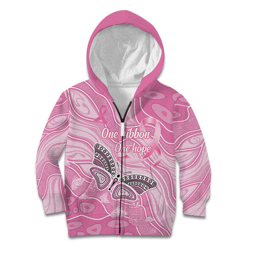 Australia Breast Cancer Awareness Personalised Kid Hoodie Butterfly Pink Ribbon Aboriginal Art
