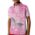 Australia Breast Cancer Awareness Personalised Kid Polo Shirt Butterfly Pink Ribbon Aboriginal Art
