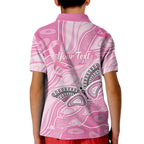 Australia Breast Cancer Awareness Personalised Kid Polo Shirt Butterfly Pink Ribbon Aboriginal Art