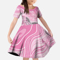 Australia Breast Cancer Awareness Personalised Kid Short Sleeve Dress Butterfly Pink Ribbon Aboriginal Art