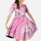 Australia Breast Cancer Awareness Personalised Kid Short Sleeve Dress Butterfly Pink Ribbon Aboriginal Art