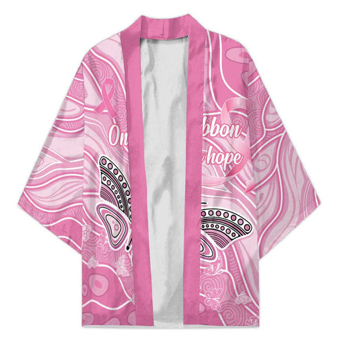 Australia Breast Cancer Awareness Personalised Kimono Butterfly Pink Ribbon Aboriginal Art