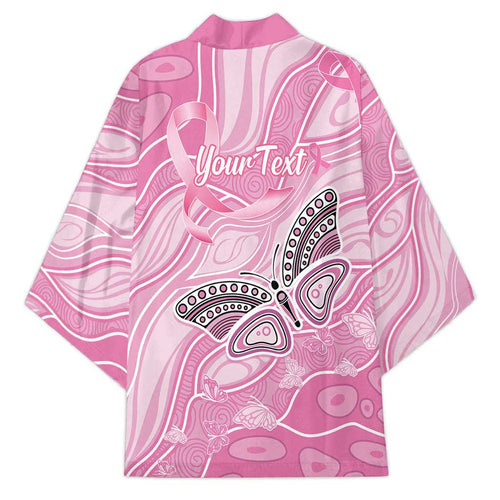 Australia Breast Cancer Awareness Personalised Kimono Butterfly Pink Ribbon Aboriginal Art
