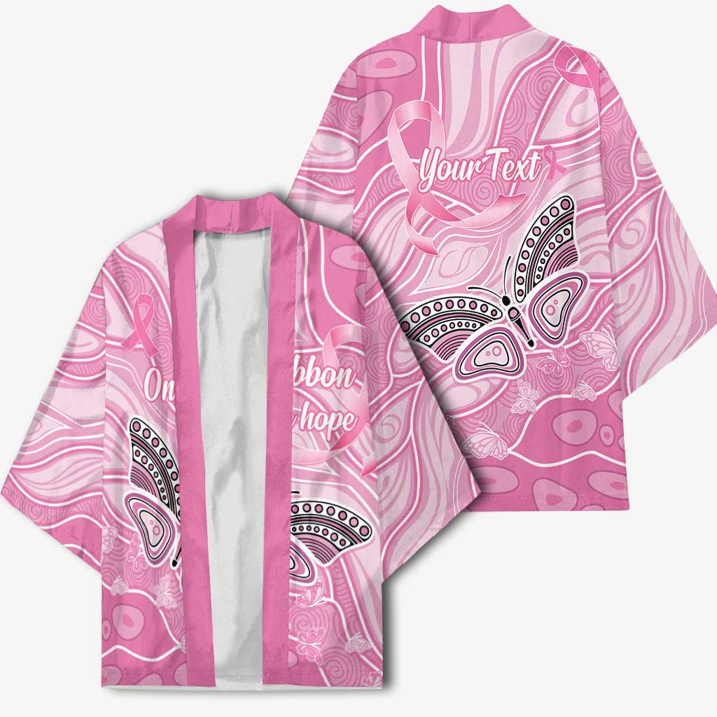 Australia Breast Cancer Awareness Personalised Kimono Butterfly Pink Ribbon Aboriginal Art