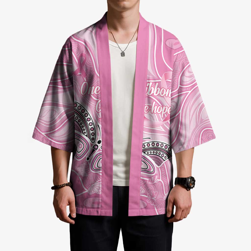 Australia Breast Cancer Awareness Personalised Kimono Butterfly Pink Ribbon Aboriginal Art