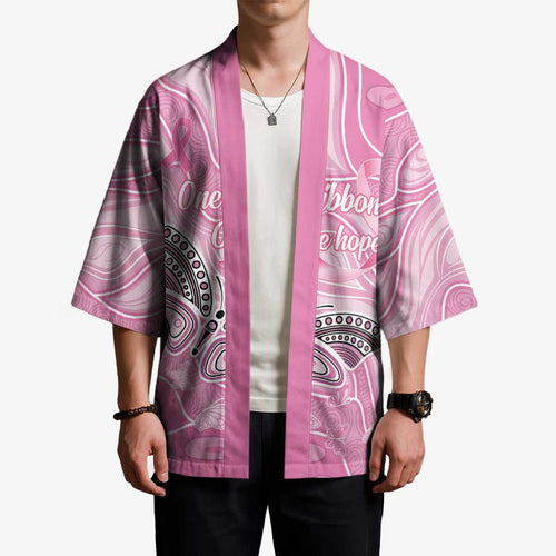 Australia Breast Cancer Awareness Personalised Kimono Butterfly Pink Ribbon Aboriginal Art
