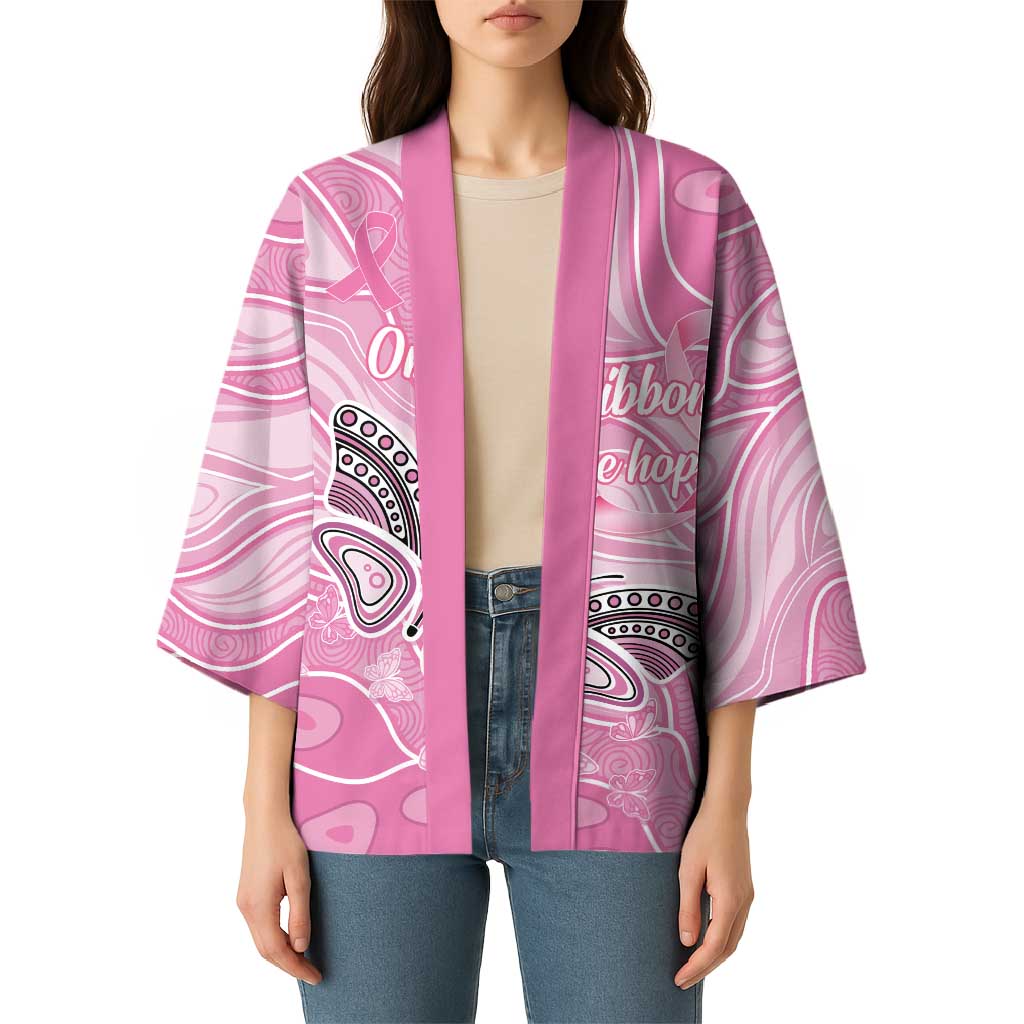 Australia Breast Cancer Awareness Personalised Kimono Butterfly Pink Ribbon Aboriginal Art
