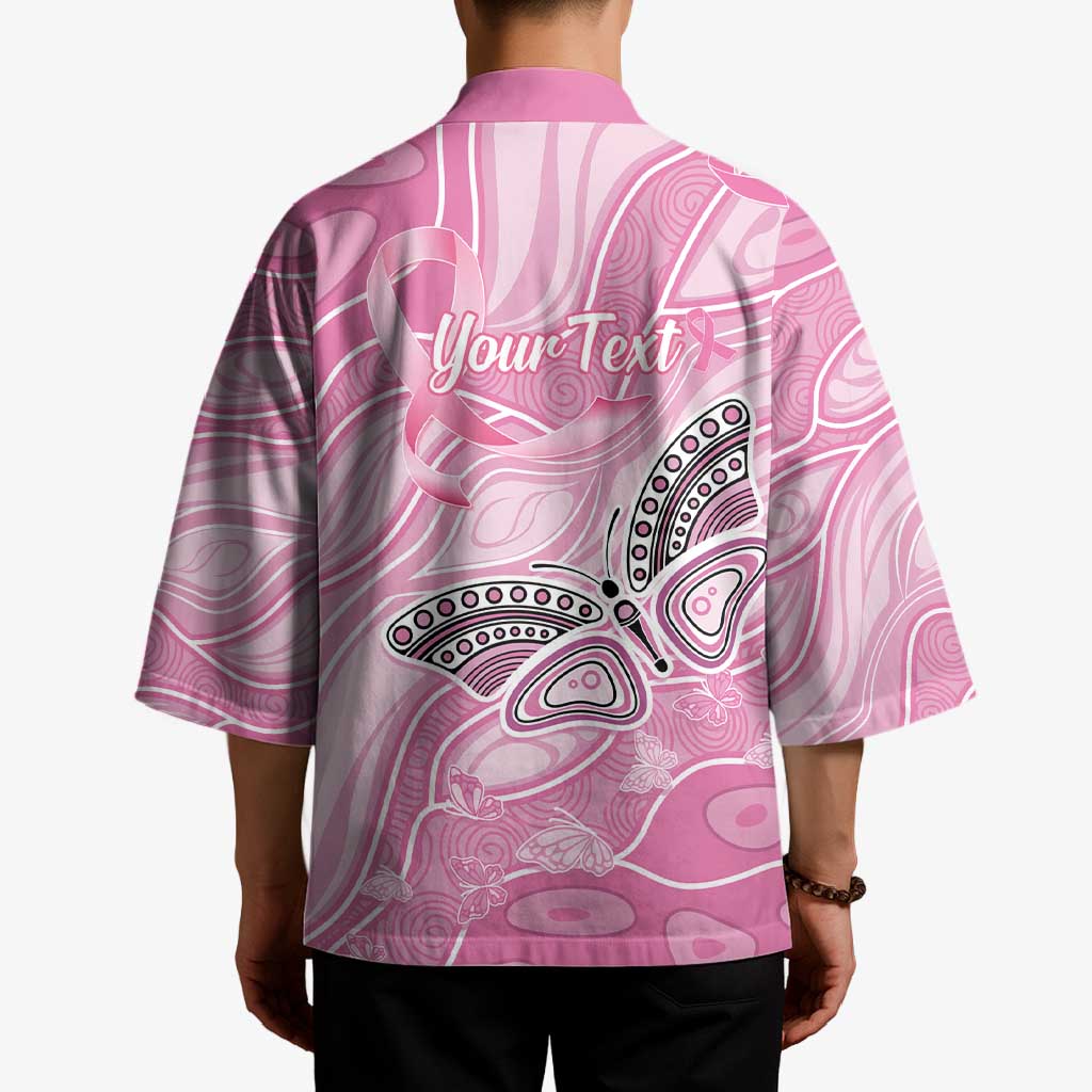 Australia Breast Cancer Awareness Personalised Kimono Butterfly Pink Ribbon Aboriginal Art