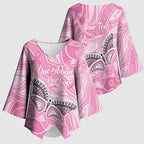 Australia Breast Cancer Awareness Personalised Kimono Sleeve Blouse Butterfly Pink Ribbon Aboriginal Art