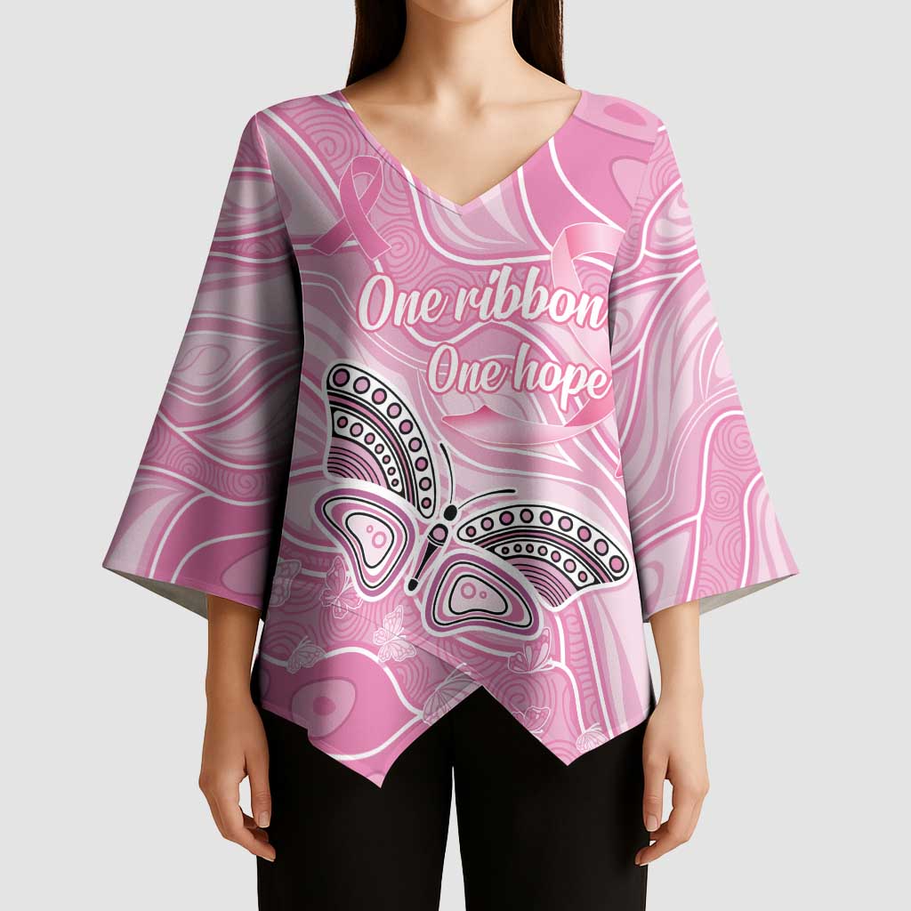 Australia Breast Cancer Awareness Personalised Kimono Sleeve Blouse Butterfly Pink Ribbon Aboriginal Art