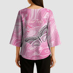 Australia Breast Cancer Awareness Personalised Kimono Sleeve Blouse Butterfly Pink Ribbon Aboriginal Art