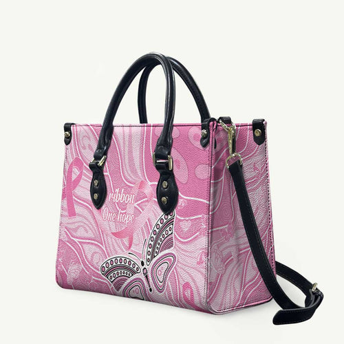 Australia Breast Cancer Awareness Leather Bag Butterfly Pink Ribbon Aboriginal Art