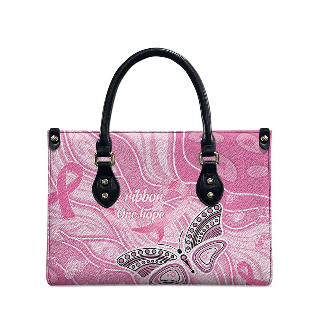 Australia Breast Cancer Awareness Leather Bag Butterfly Pink Ribbon Aboriginal Art