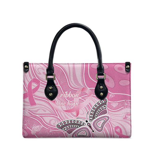 Australia Breast Cancer Awareness Leather Bag Butterfly Pink Ribbon Aboriginal Art