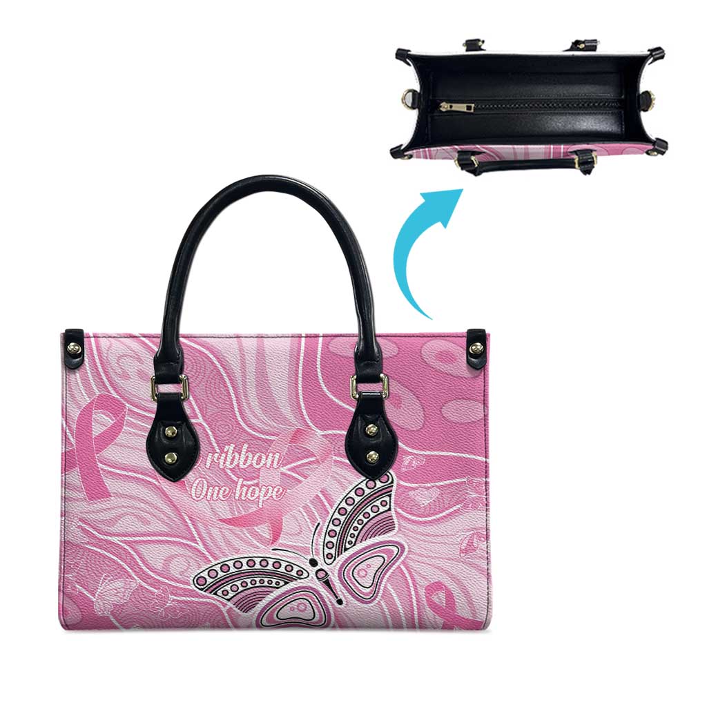 Australia Breast Cancer Awareness Leather Bag Butterfly Pink Ribbon Aboriginal Art