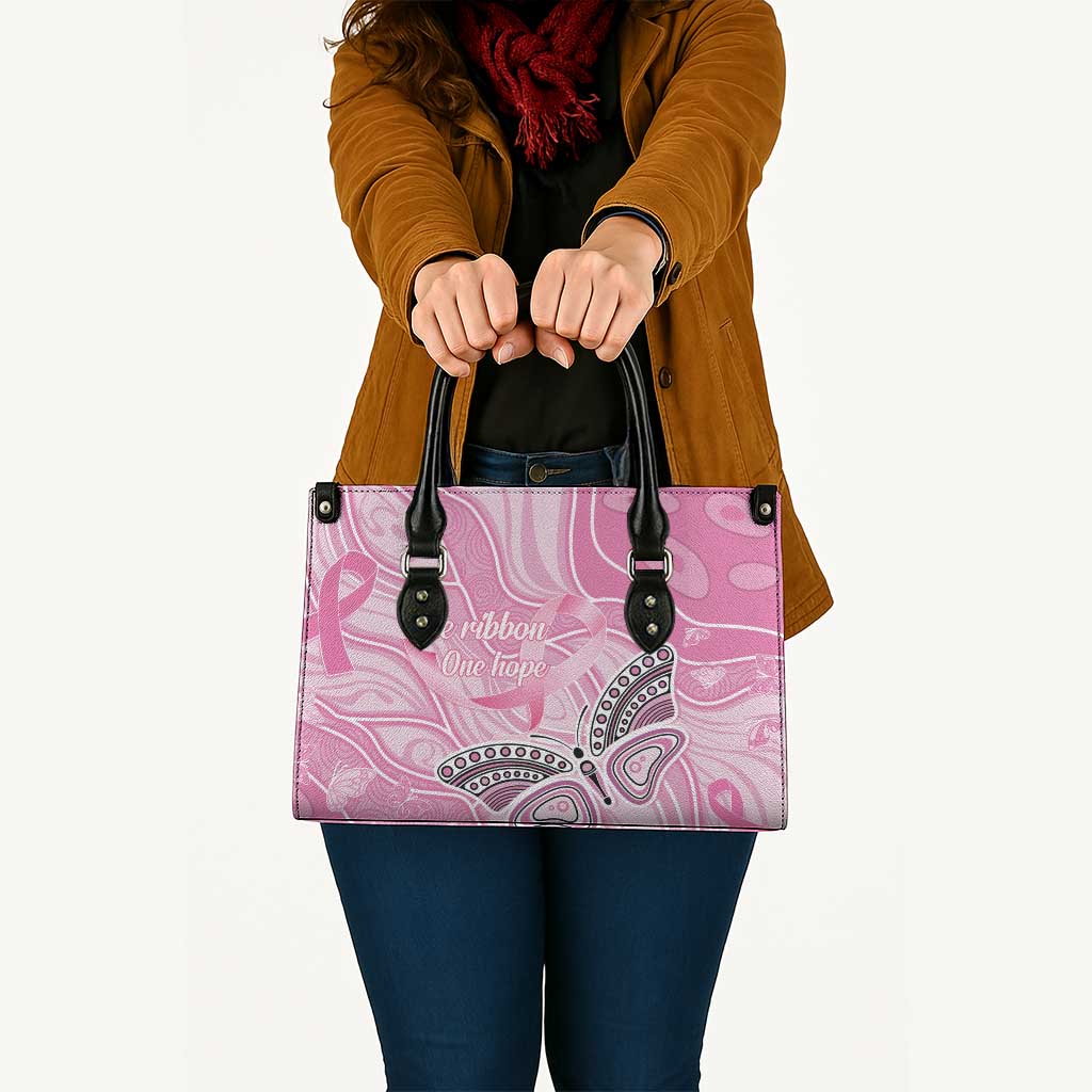 Australia Breast Cancer Awareness Leather Bag Butterfly Pink Ribbon Aboriginal Art