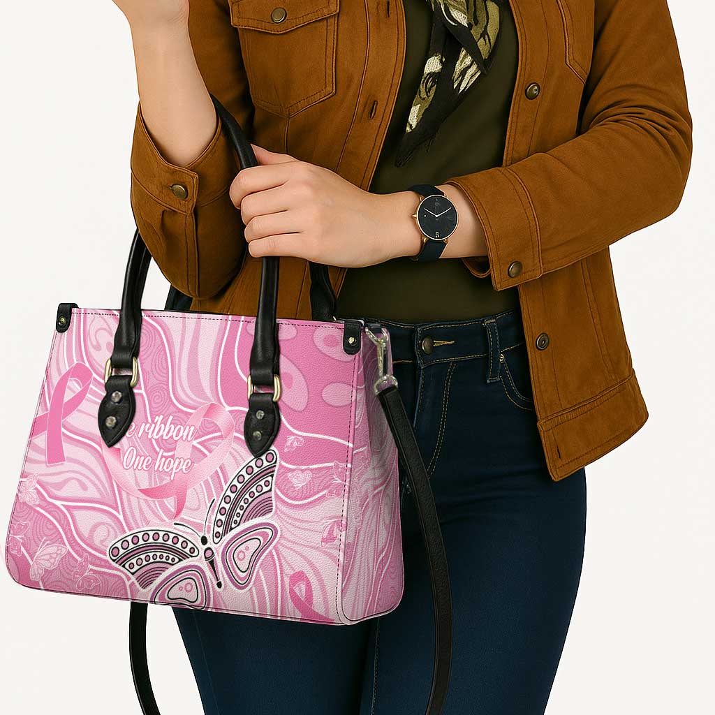 Australia Breast Cancer Awareness Leather Bag Butterfly Pink Ribbon Aboriginal Art