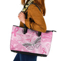 Australia Breast Cancer Awareness Leather Tote Bag Butterfly Pink Ribbon Aboriginal Art