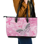 Australia Breast Cancer Awareness Leather Tote Bag Butterfly Pink Ribbon Aboriginal Art