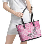 Australia Breast Cancer Awareness Leather Tote Bag Butterfly Pink Ribbon Aboriginal Art