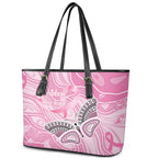 Australia Breast Cancer Awareness Leather Tote Bag Butterfly Pink Ribbon Aboriginal Art