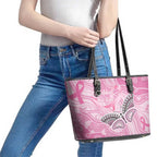 Australia Breast Cancer Awareness Leather Tote Bag Butterfly Pink Ribbon Aboriginal Art