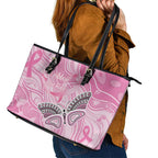 Australia Breast Cancer Awareness Leather Tote Bag Butterfly Pink Ribbon Aboriginal Art