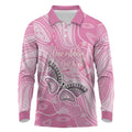 Australia Breast Cancer Awareness Personalised Long Sleeve Polo Shirt Butterfly Pink Ribbon Aboriginal Art