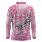 Australia Breast Cancer Awareness Personalised Long Sleeve Polo Shirt Butterfly Pink Ribbon Aboriginal Art