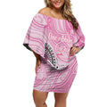 Australia Breast Cancer Awareness Personalised Off Shoulder Short Dress Butterfly Pink Ribbon Aboriginal Art