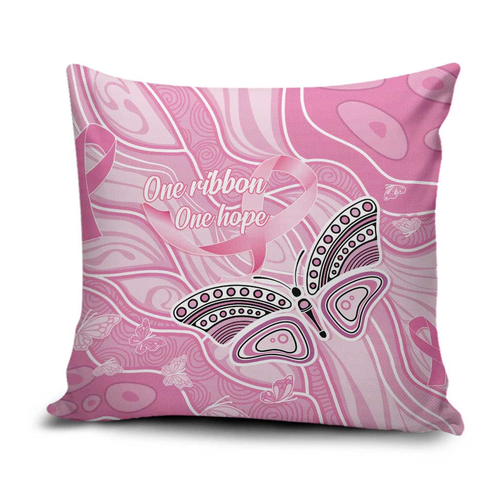 Australia Breast Cancer Awareness Pillow Cover Butterfly Pink Ribbon Aboriginal Art