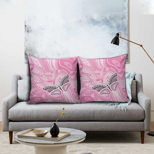 Australia Breast Cancer Awareness Pillow Cover Butterfly Pink Ribbon Aboriginal Art