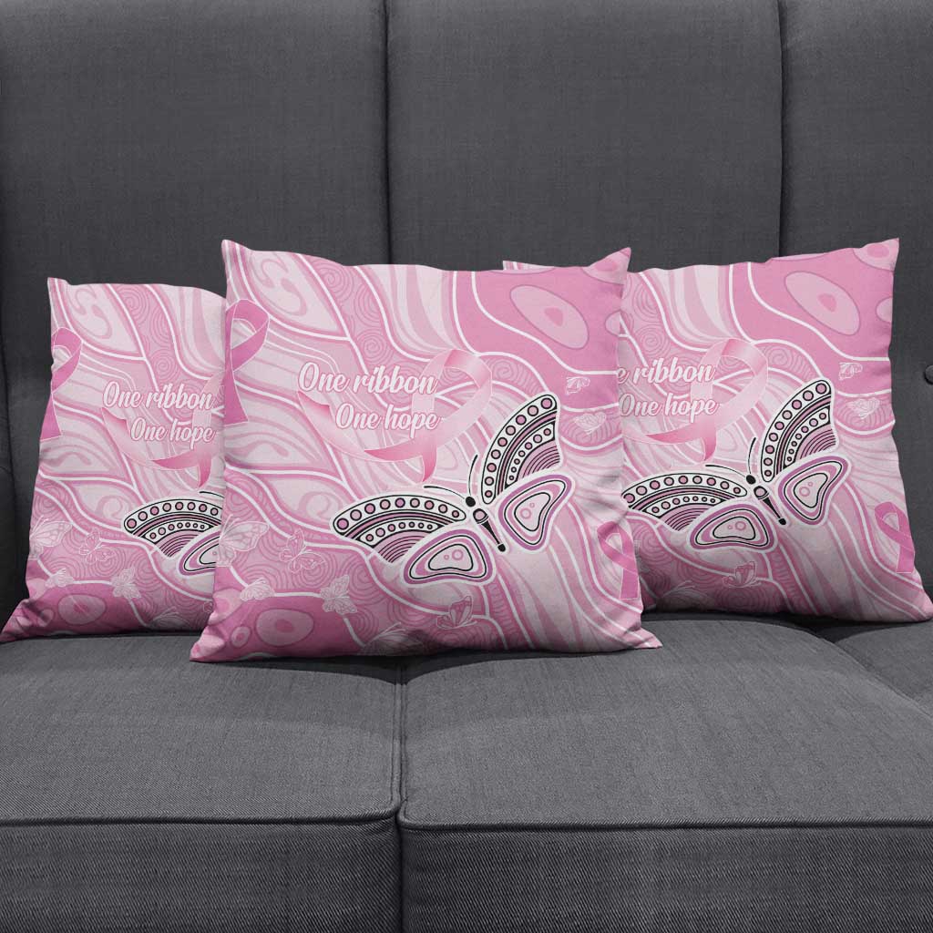 Australia Breast Cancer Awareness Pillow Cover Butterfly Pink Ribbon Aboriginal Art
