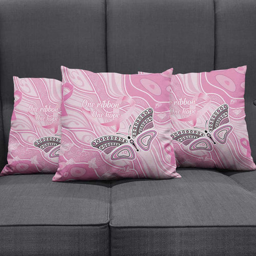 Australia Breast Cancer Awareness Pillow Cover Butterfly Pink Ribbon Aboriginal Art