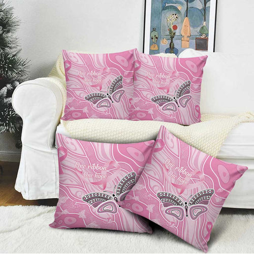 Australia Breast Cancer Awareness Pillow Cover Butterfly Pink Ribbon Aboriginal Art