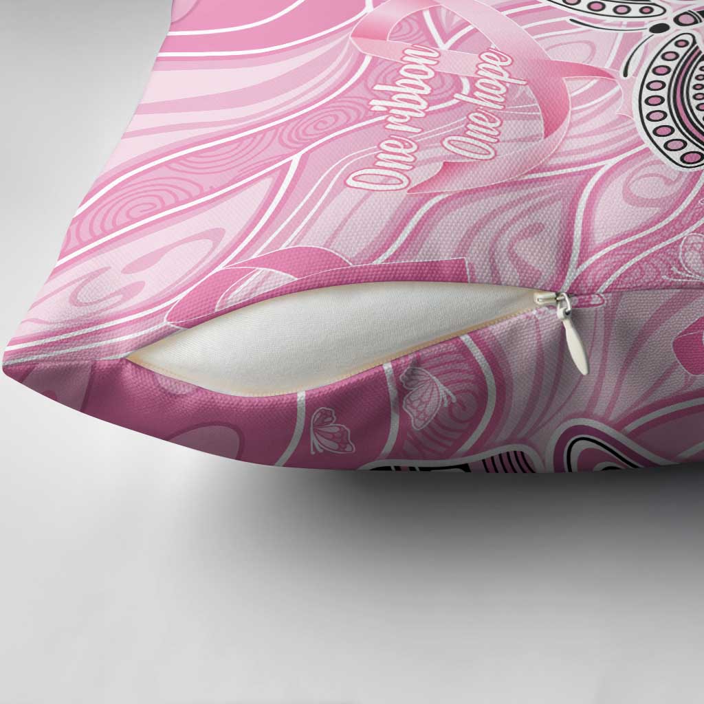 Australia Breast Cancer Awareness Pillow Cover Butterfly Pink Ribbon Aboriginal Art