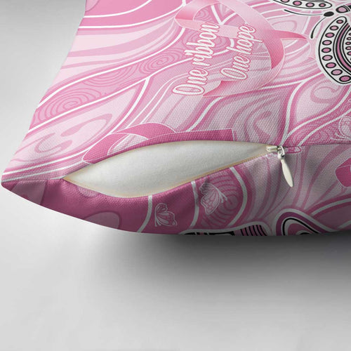 Australia Breast Cancer Awareness Pillow Cover Butterfly Pink Ribbon Aboriginal Art