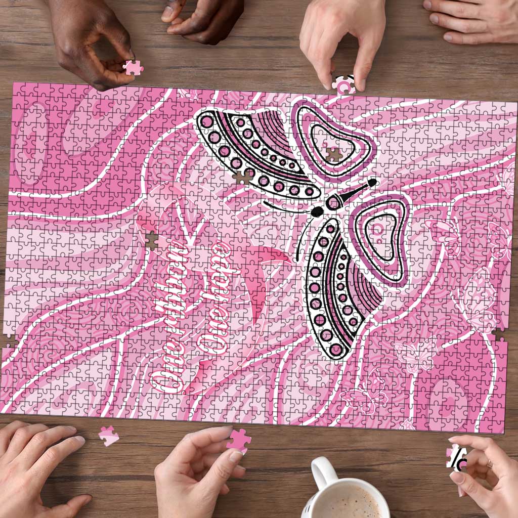 Australia Breast Cancer Awareness Puzzle Butterfly Pink Ribbon Aboriginal Art
