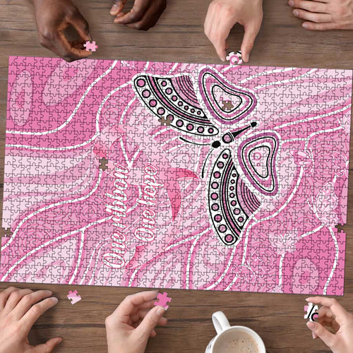 Australia Breast Cancer Awareness Puzzle Butterfly Pink Ribbon Aboriginal Art