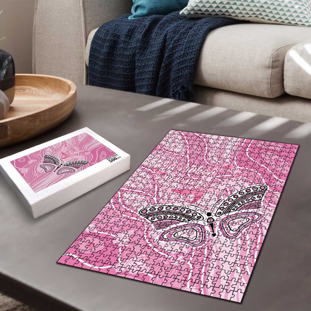 Australia Breast Cancer Awareness Puzzle Butterfly Pink Ribbon Aboriginal Art