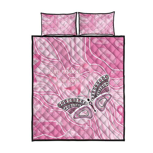 Australia Breast Cancer Awareness Quilt Bed Set Butterfly Pink Ribbon Aboriginal Art