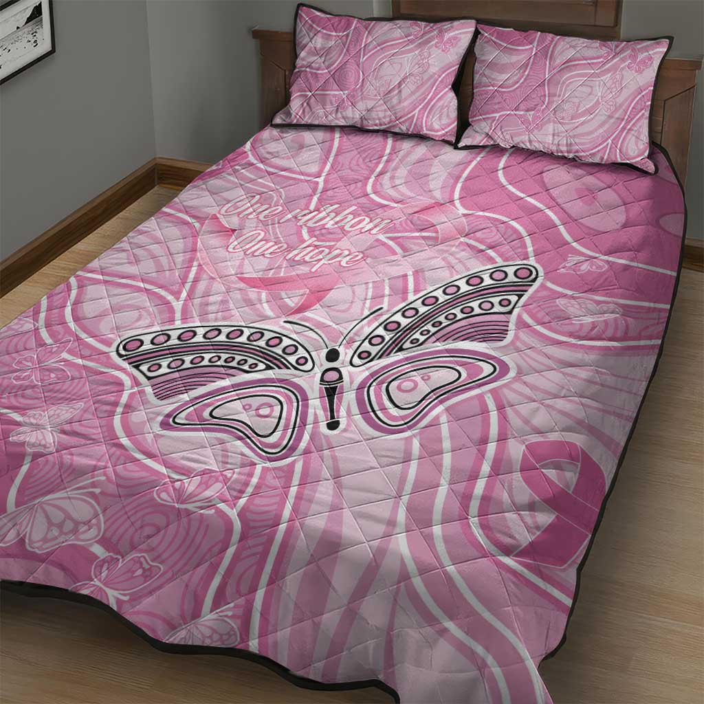Australia Breast Cancer Awareness Quilt Bed Set Butterfly Pink Ribbon Aboriginal Art