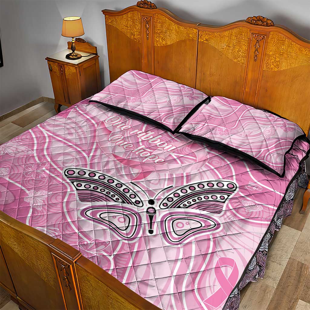 Australia Breast Cancer Awareness Quilt Bed Set Butterfly Pink Ribbon Aboriginal Art