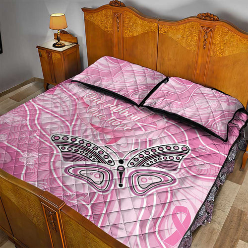 Australia Breast Cancer Awareness Quilt Bed Set Butterfly Pink Ribbon Aboriginal Art